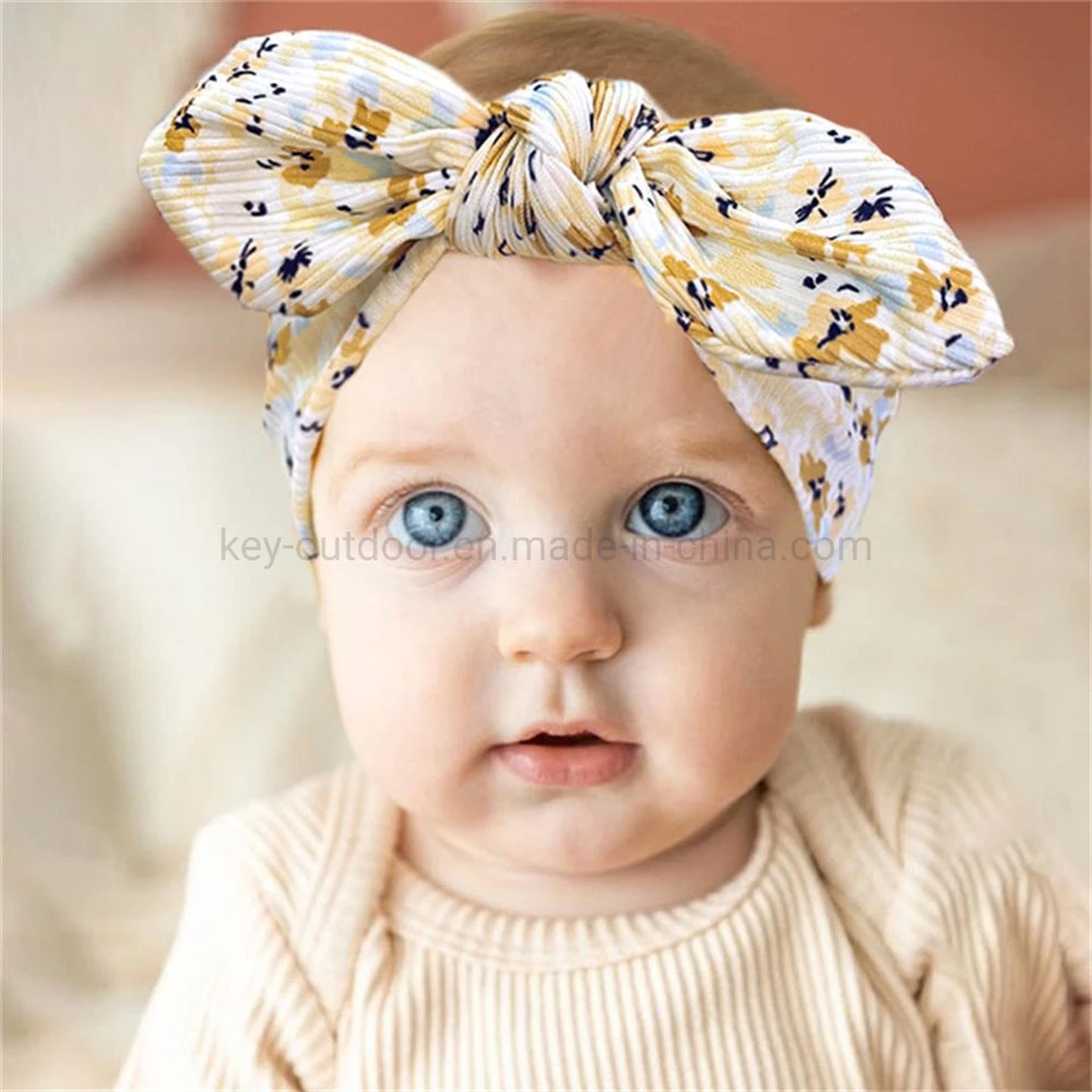 New Product Fashion Baby Headband Cotton Print Hot Trending Hair Accessories Band for Kids Bunny Ear Cute Headband Bows