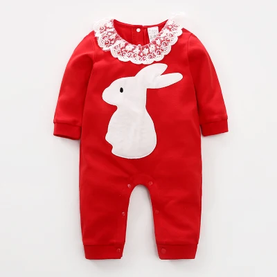 Pagliaccetto per bambina Natale Abbigliamento per bambini Pagliaccetto a maniche lunghe in pizzo + pagliaccetto in cotone