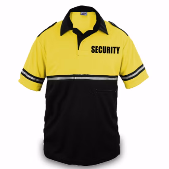 Vendita all'ingrosso maglietta polo personalizzata a maniche corte strisce riflettenti uniformi di guardia di sicurezza di sicurezza polo per uomo